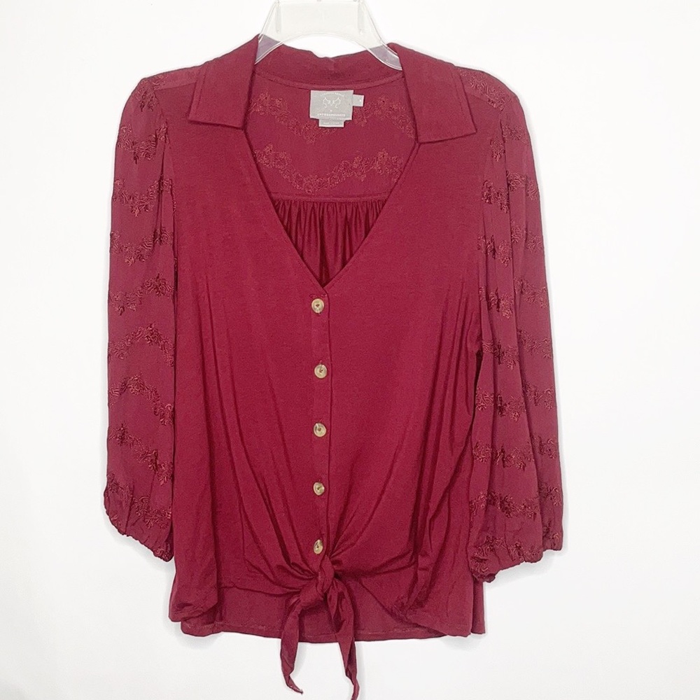 Anthro Vanessa Virginia Front Tie Top (M) - Picture 2 of 9